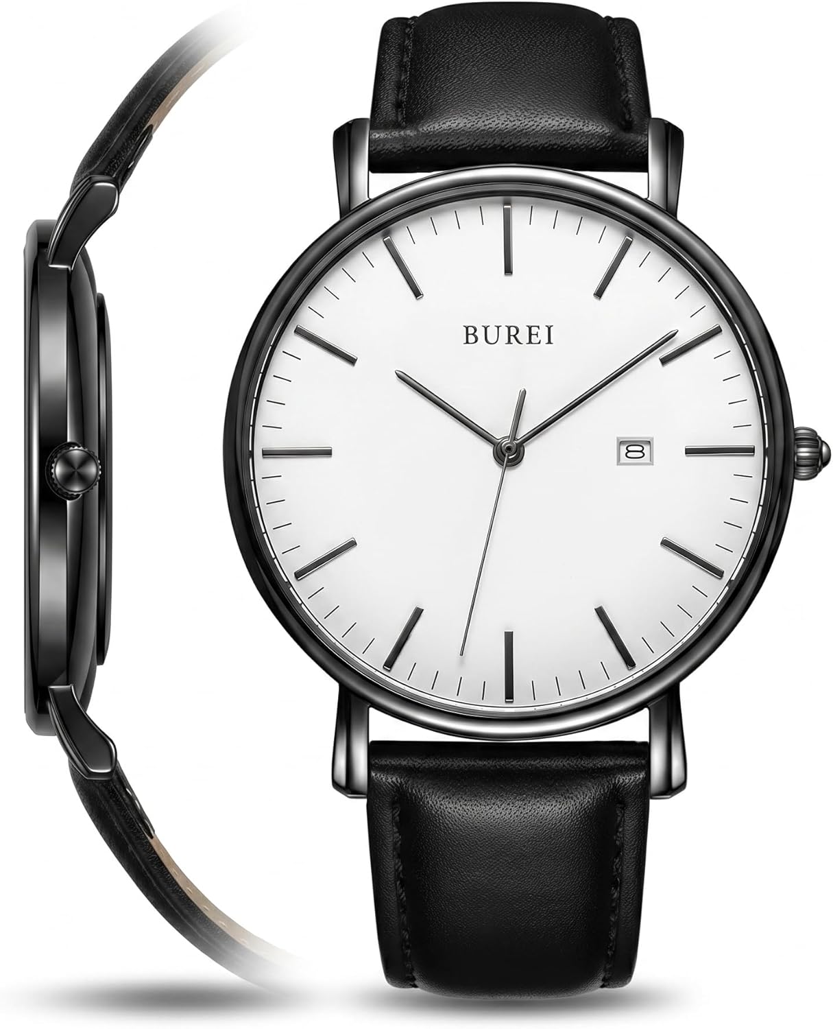 BUREI Men's Watch Leather Popular Brand Analog Simple Waterproof Men's Watch Fashionable Commuting Men's Watch [Parallel Import]