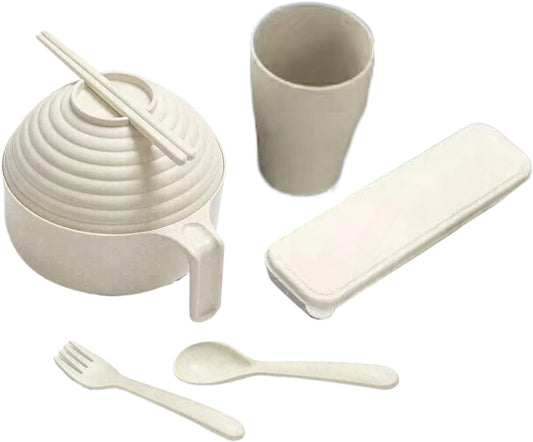 Ramen Cooker Bowl Set, Instant Ramen Bowl Set - Ramen Bowl Set Noodle Instant Cooker Bowl Set, Ramen Noodle Microwave Bowl Set with Chopsticks Spoon for Ramen, Pho, Udon, Soba, Noodles