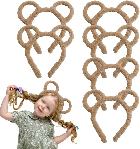 FUIPVGI 6 Pack Teddy Bear Ear Headbands with Teddy Ears for Masquerade Ball Party Daily Fancy Dress Photography Cosplay