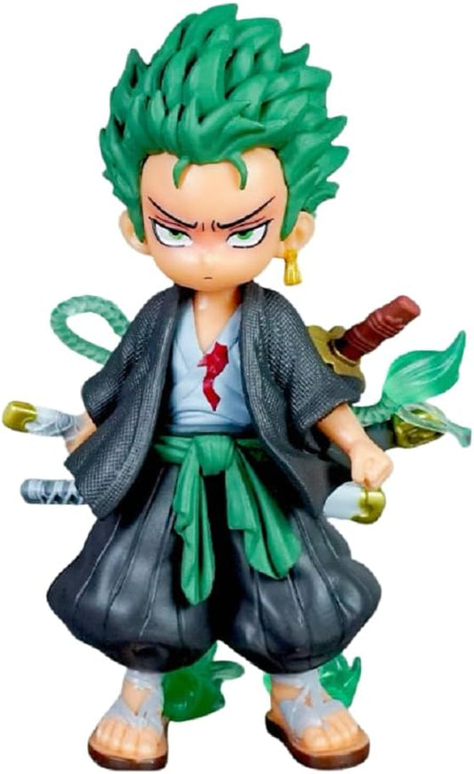 Q Version Zoro Anime Statue Zoro Hero One Piece Roronoa Zoro Approx. 5.9 inches (15 cm) PVC Action Figure [Parallel import goods]