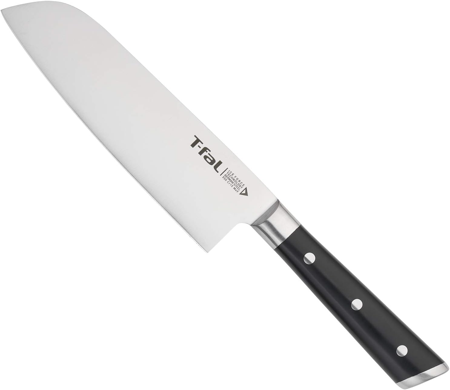 T-fal All-Purpose Santoku Knife, 6.5 inches (16.5 cm), Rust-resistant, High Durability, "Ice Force All-Purpose Santoku Knife", 10-Year Warranty, K24211
