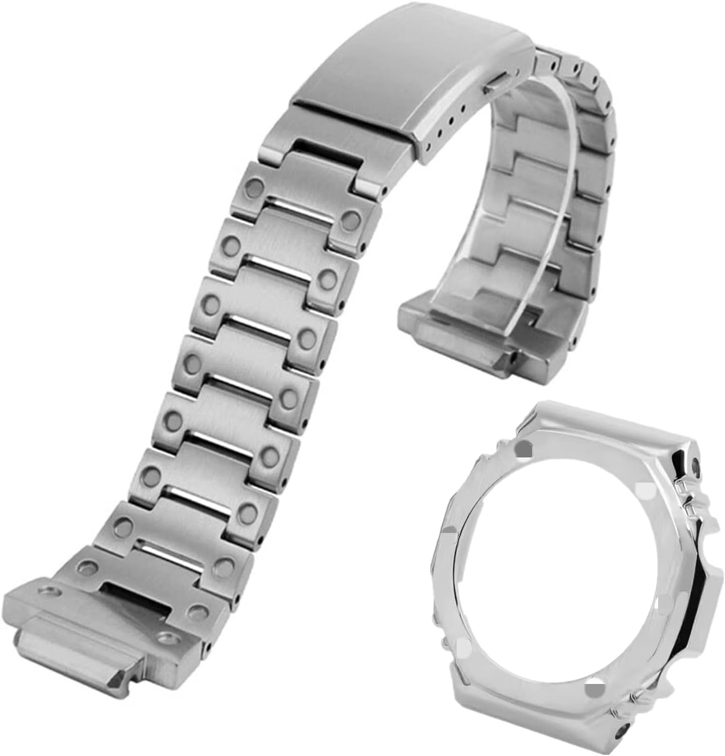 Popular Octagonal Watch Band + Case Set, Compatible with GA-2100/2110/GA-B2100 Series, For G-SHOCK Special Cover Model, Custom Stainless Steel, Waterproof, Sweatproof and Rustproof, Metal