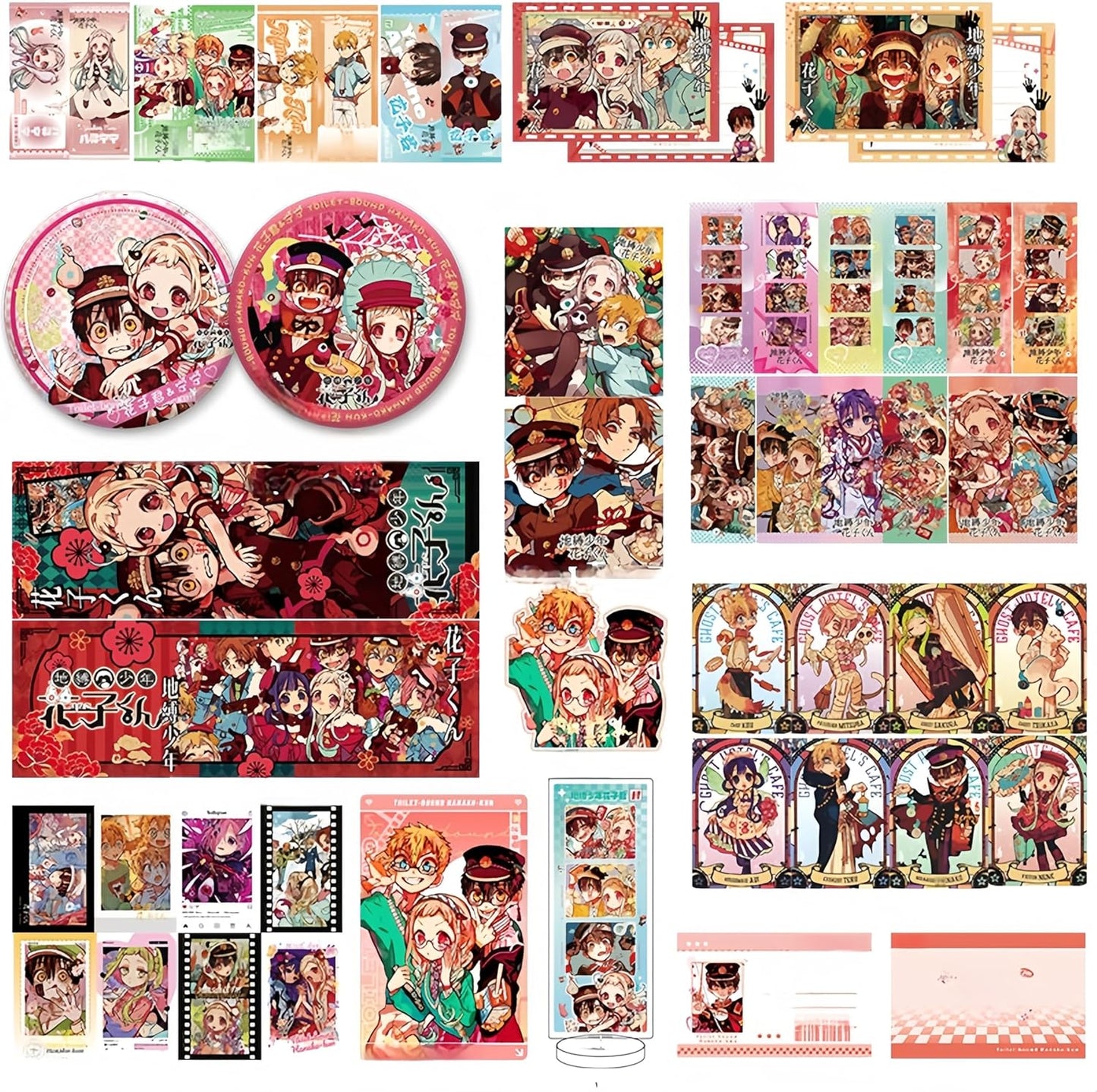 Shibaku Shounen Hanako-kun Goods 51-Piece Set Lucky Bag with Base Badge Acrylic Stand Small Cards Hanako-kun Yahiro Nene Anime Merchandise Birthday Present Gift Moe Goods Souvenir Parallel Import