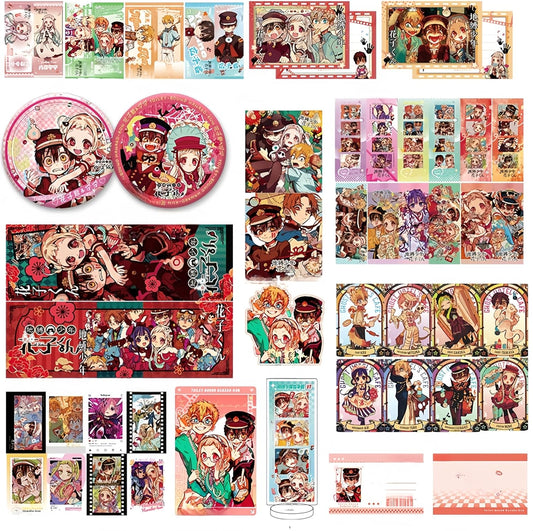 Shibaku Shounen Hanako-kun Goods 51-Piece Set Lucky Bag with Base Badge Acrylic Stand Small Cards Hanako-kun Yahiro Nene Anime Merchandise Birthday Present Gift Moe Goods Souvenir Parallel Import