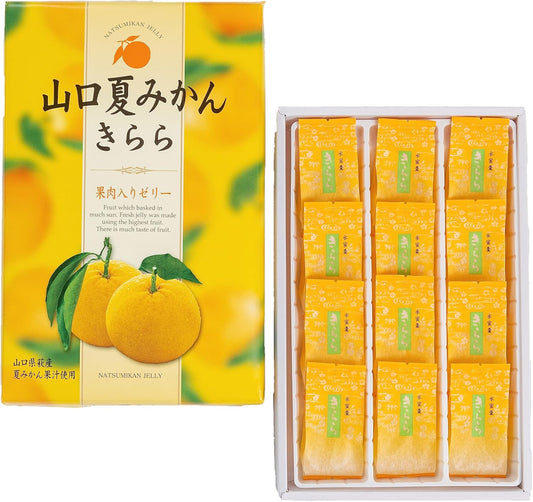 Yamaguchi Summer Mandarin Kira, Pack of 12, Souvenirs, Made with Hagi Summer Mandarin Juice, Fruit Jelly, Individual Packaging, Sweets, Gifts, Gifts, Souvenirs, Mid-Year's Day