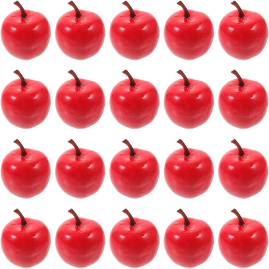 DOITOOL 20pcs Artificial Fruit Model Miniature Real Fruit Model Red Apple Desktop Decoration Market Display Educational Props