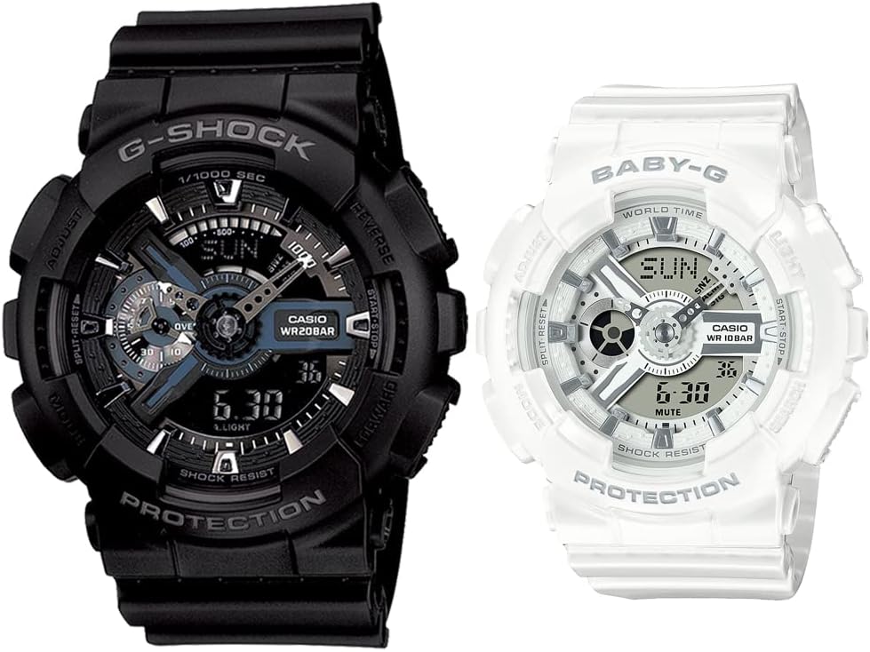 Casio GA-110/BA-110X Pair Watch Black, multicolor (black / white), sports