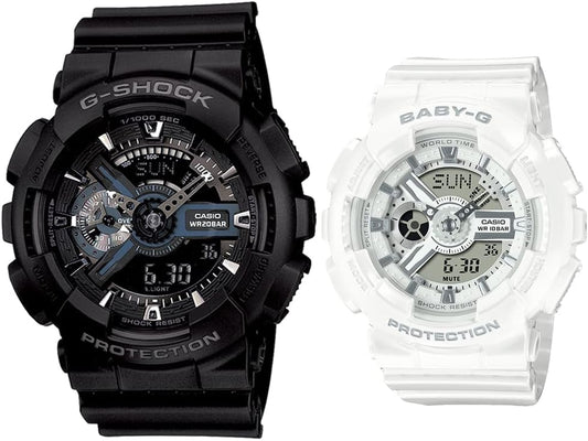 Casio GA-110/BA-110X Pair Watch Black, multicolor (black / white), sports