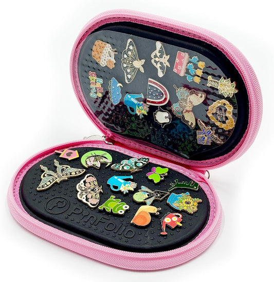 Bolsa de exhibición de pines PinFolio Go, ligera y compacta, libro de pines para deportes y Disney diseñado para mochilas Loungefly y fácil intercambio de hasta 40 pines esmaltados de 1 pulgada (Rosa)