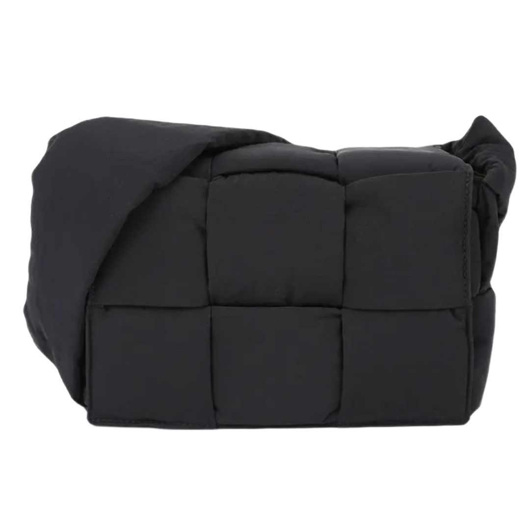 BOTTEGA VENETA TECH SMALL CASSETTE BLACK PADDED SIDE BAG