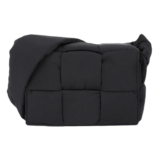 BOTTEGA VENETA TECH SMALL CASSETTE BLACK PADDED SIDE BAG