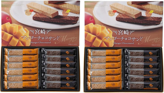 Yutaka Shokai Miyazaki Mango Chocolate Sand, 12 Pieces (Plain & Mango x 6, Chocolate & Mango x 6) x 2