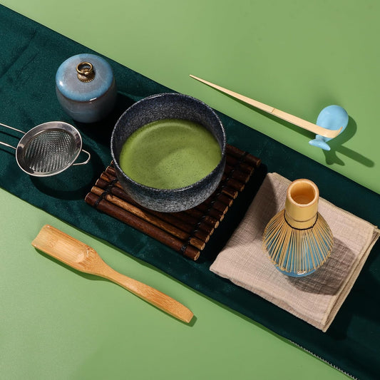 DiDiBirDi Matcha Bowl Set, Matcha Bowl, 9 Piece Set, Suitable for Beginners, Can Also Be Used as a Gift Matcha Whisk Stand, Matcha Bamboo Scoop, Natural Bamboo Wooden Spoon, Traditional Bamboo Chasen