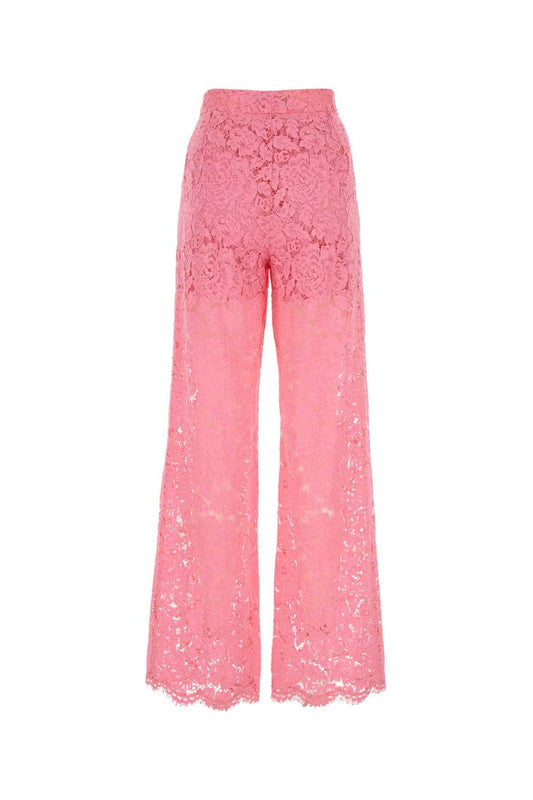 Dolce  Gabbana ドルチェ＆ガッバーナピンクのレースパンツ - Image 1