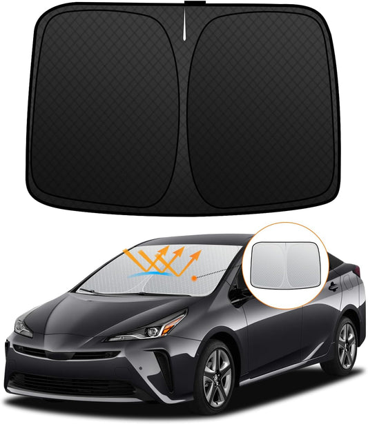Windshield Sun Shade, Vehicle-Specific, UV Protection, No Suction Cup Required, Light Shielding, Insulation, 6-Layer Construction, Easy Installation/Removal, Interior, Foldable, Storage Bag Included