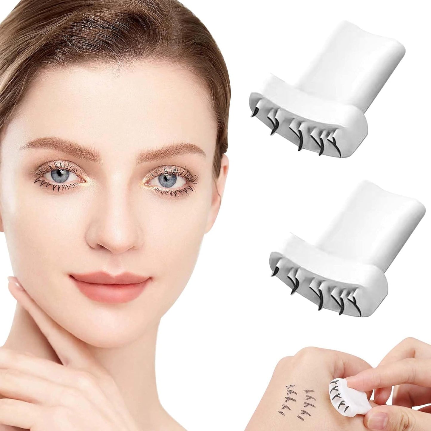 Lower Eyelash Stamps 2 Pieces Easy to Apply Realistic Lower Eyelash Stamps Easy Makeup Tool Beginners Natural Lower Eyelash Stamp White