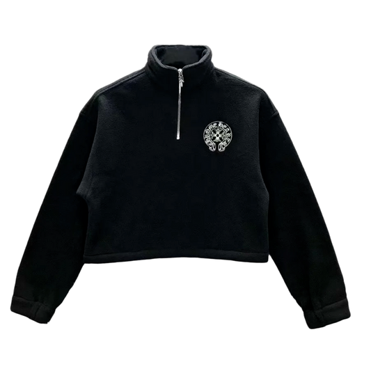 CHROME HEARTS 'HORSESHOE' FLEECE HALF ZIP CROPPED SWEATSHIRT