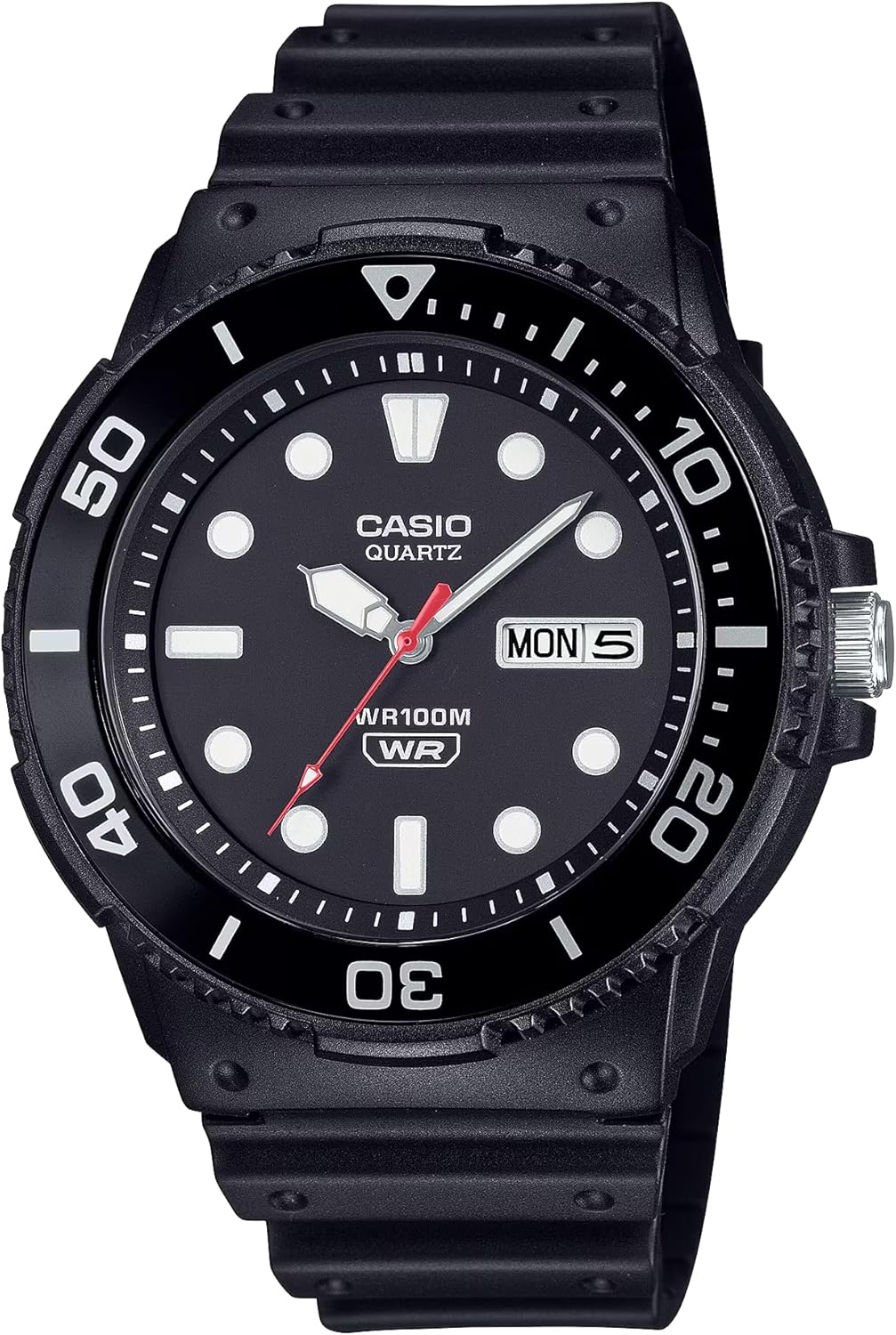 Casio MRW-230H Analog Men's Wristwatch, Water Resistant to 322.8 ft (100 m), Aluminum, Rotating Bezel, Day, Date, Calendar, Day/Date, Black