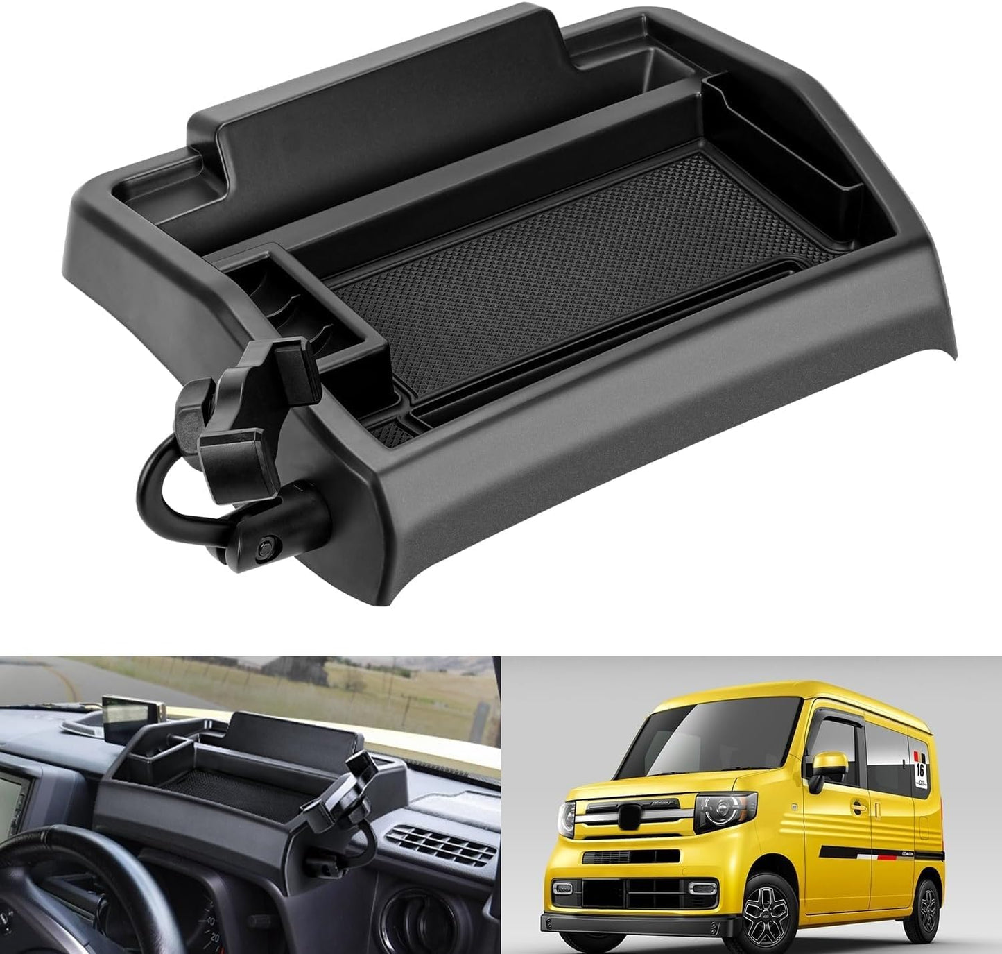 SUNVIC Honda N-VAN JJ1/JJ2 Series Dashboard Tray, Car Storage Box, Navisor, Mobile Holder, 3D Tray, Accessory Case, Specially Designed for Vehicles, Interior Parts, Anti-Slip, Rubber Mat Included,