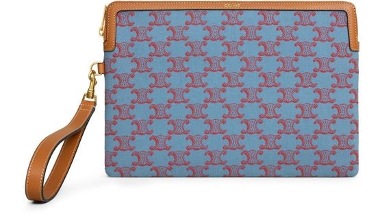 CELINE Small pouch with strap cuir Triomphe in textile with Triomphe all over - Image 1