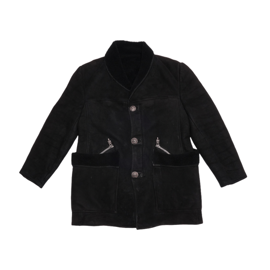 CHROME HEARTS 'SUEDE NUBUK LEATHER' ZIP UP BUTTON SHEARLING JACKET