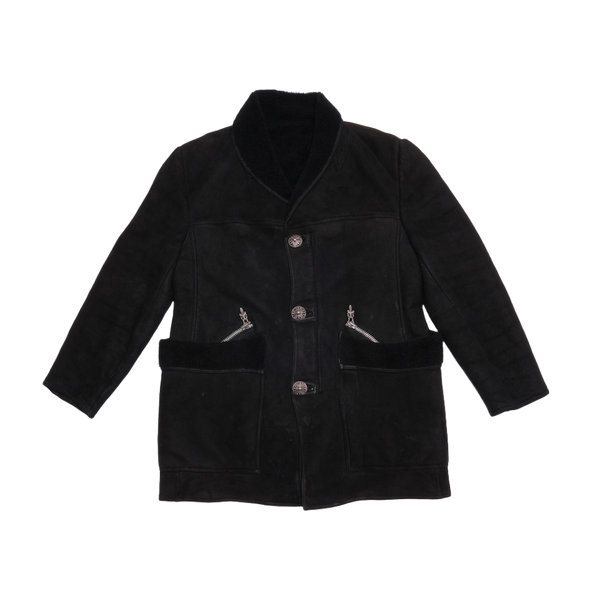 CHROME HEARTS 'SUEDE NUBUK LEATHER' ZIP UP BUTTON SHEARLING JACKET