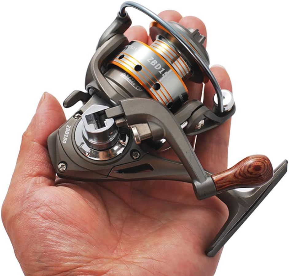Mini Spinning Reel, 5.2:1 Gear Metal Fishing Reel, 13+1BB Powerful Spinning Fishing Reel with Interchangeable Handle, Small Compact Fishing Reel for Carp Bass Trout Fishing Mini 150