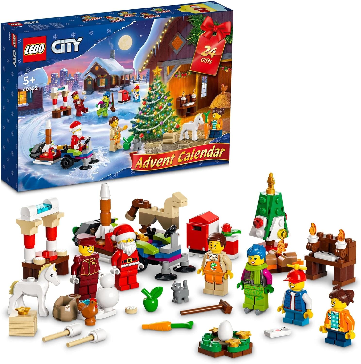 LEGO City Advent Calendar 60352 Toy Blocks, Present, Holiday, Anniversary, Boys, Girls, 5 Years Old