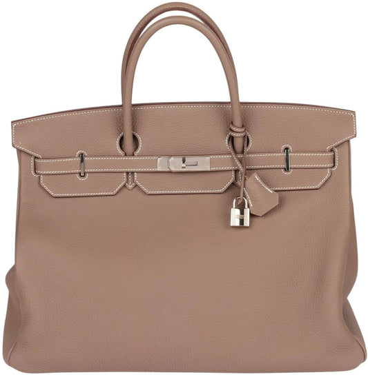 HERMÈS 'TAN' ETOUPE TOGO LEATHER BIRKIN 40 BAG