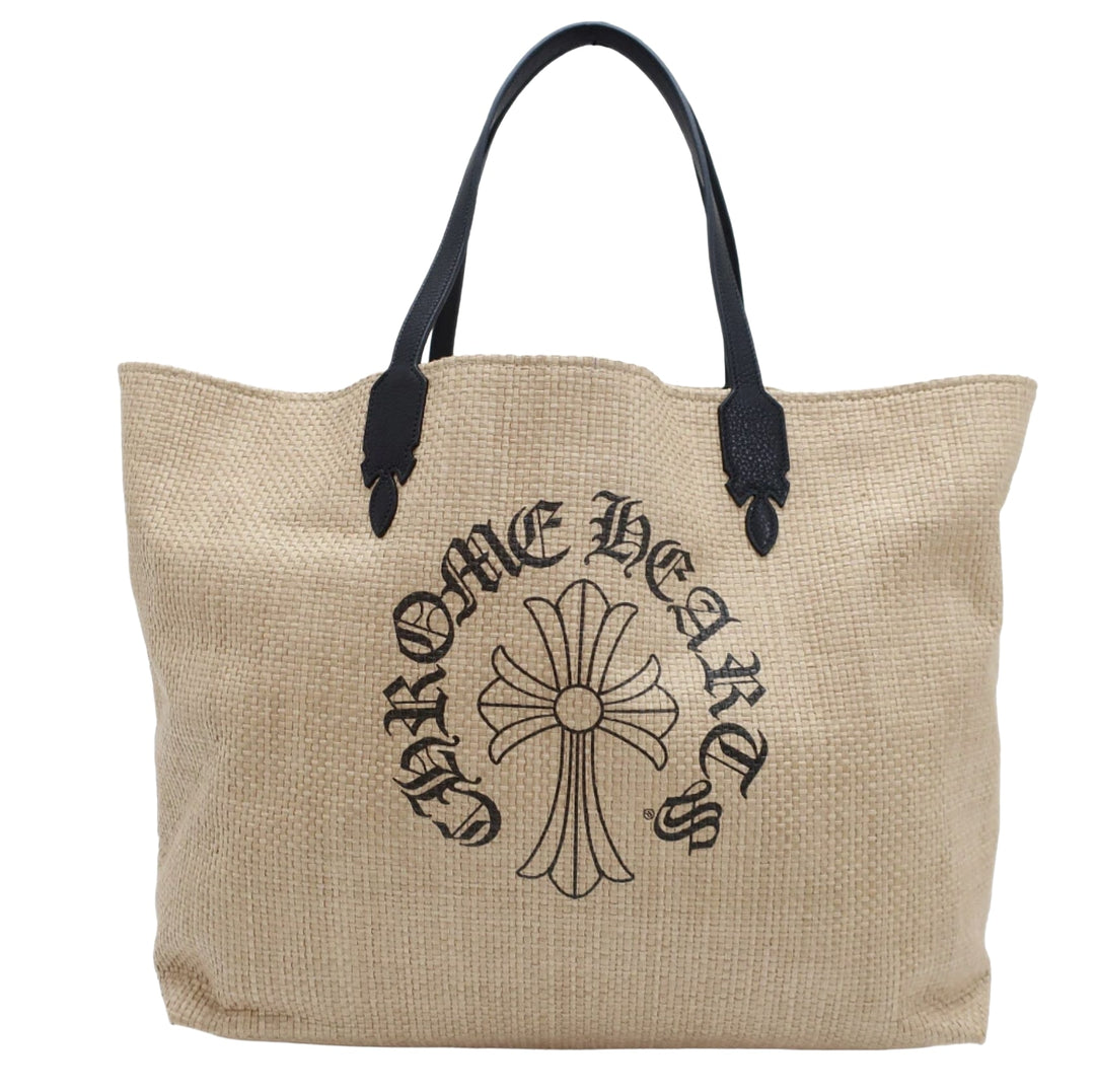 CHROME HEARTS 'BEIGE STRAW' BEACH BAG