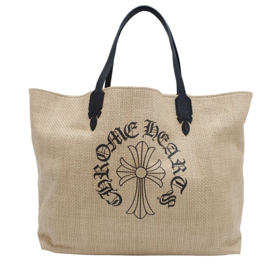 CHROME HEARTS 'BEIGE STRAW' BEACH BAG