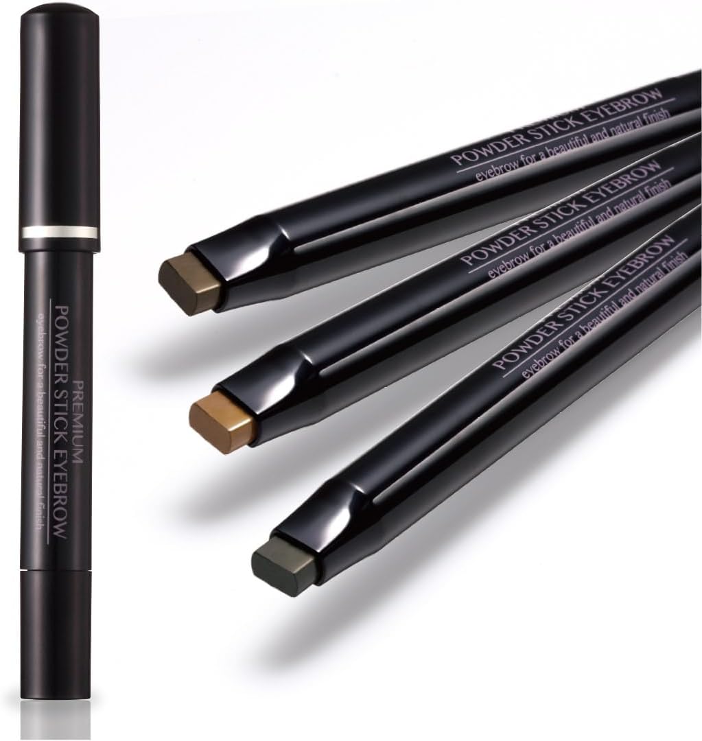 Premium Powder Stick Eyebrow [Eyebrow / Stick Eyebrow / Powder Free, Fragrance Free, Paraben Free, Tar Free Dyes, No UV Absorbers, No Alcohol, Moisturizing Ingredients, Natural Gray, Natural Brown,