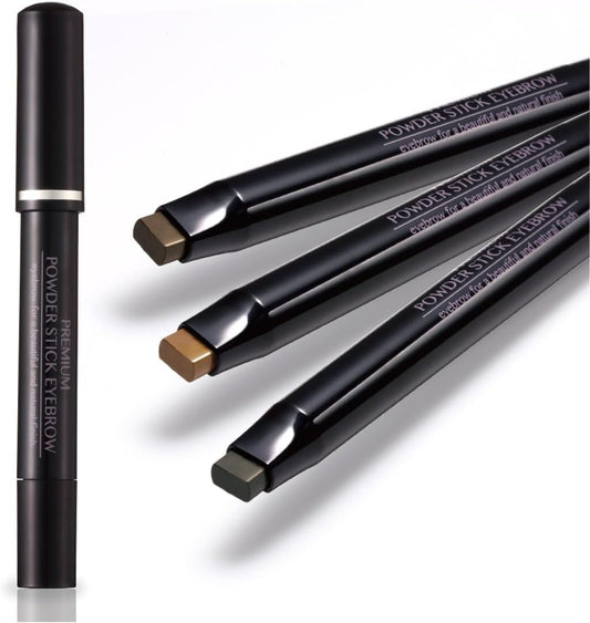 Premium Powder Stick Eyebrow [Eyebrow / Stick Eyebrow / Powder Free, Fragrance Free, Paraben Free, Tar Free Dyes, No UV Absorbers, No Alcohol, Moisturizing Ingredients, Natural Gray, Natural Brown,