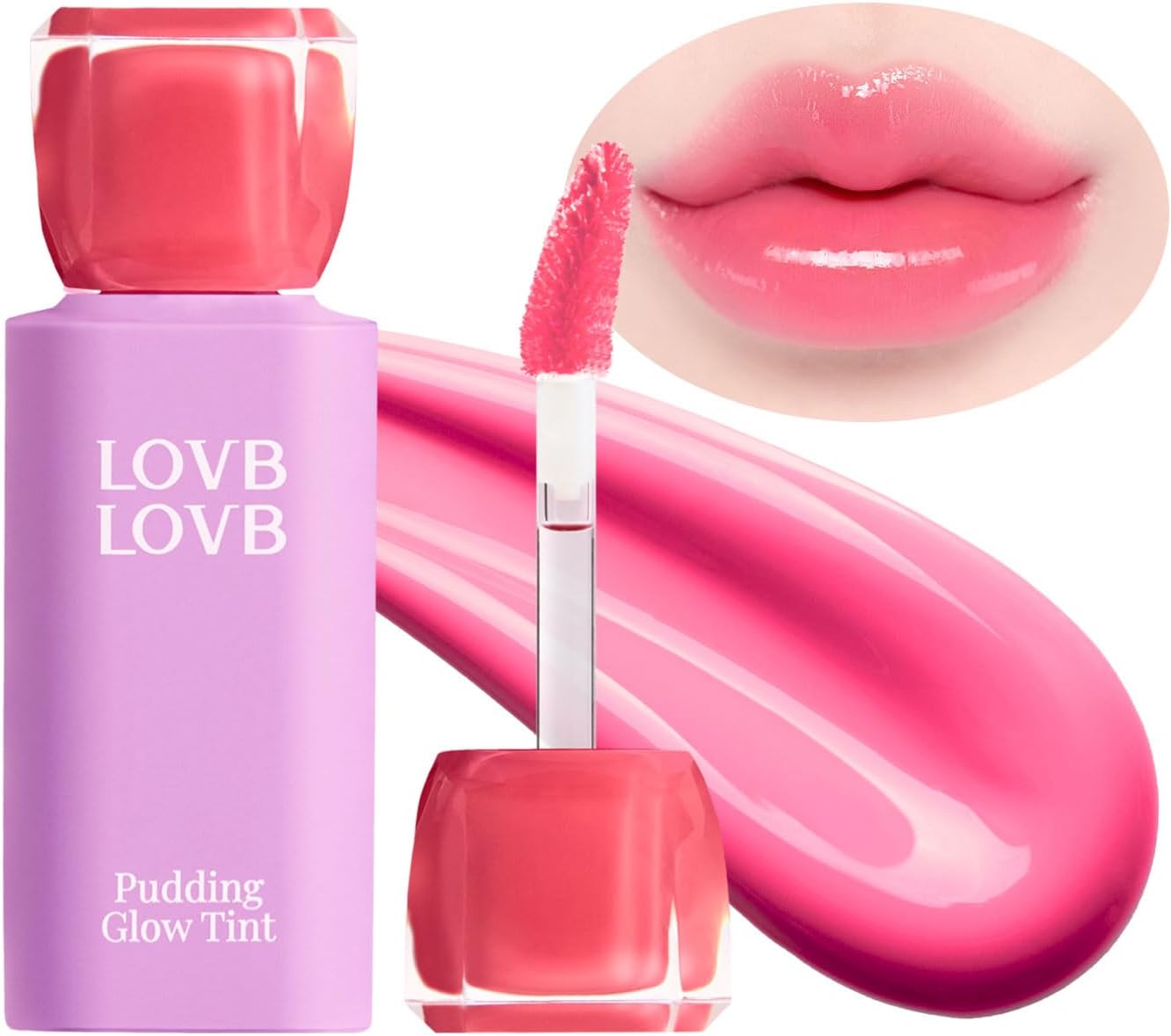 (Love Love) Pudding Grow Tint Korean Cosmetics Difficult to Fall Plump Lip Tint Moisture Base Long Lasting Glossy Moisture Brevet Summer 0.2 oz (4 g) (x1) (05 Pink Lamp)