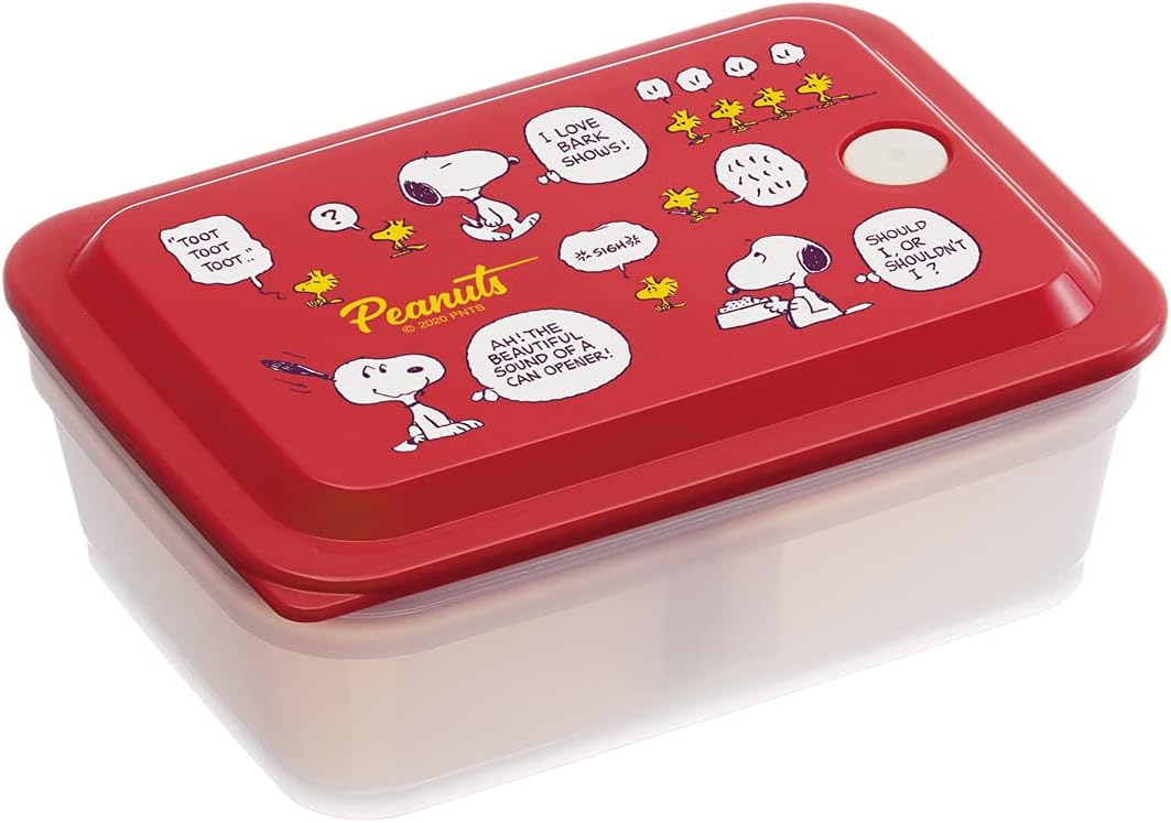 Skater PAS6AG-A Antibacterial Soft Serving Bento Box, 20.3 fl oz (600 ml), Gasket, Integrated Air Valve Included, 1-Tier Snoopy Peanuts