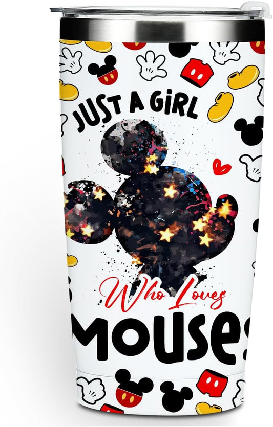 Inspired Cartoon Mouse - Taza de café mágica para amantes del ratón, regalos temáticos de animales para mujeres, niñas, sobrinas, amistad, cumpleaños, Navidad, 20 onzas, taza térmica de viaje de acero inoxidable con aislamiento