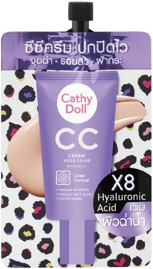 Cathy Doll "CC Cream Speed Cover" Regular Edition 1.7 fl oz (50 ml), Convenient Pouch, 0.2 fl oz (7 ml), Thai Cosmetics, Wrinkles, Stains, Freckles, Acne Redness, etc. Covers Skin Troubles Naturally