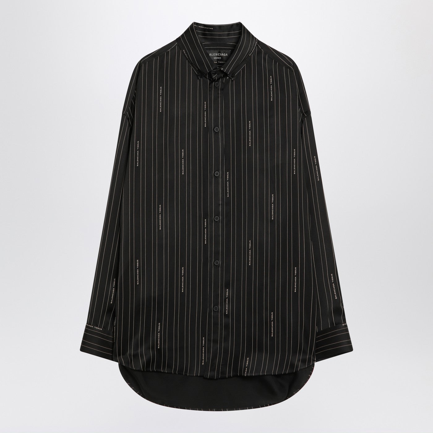 Balenciaga バレンシアガピンストライプ黒いボタンダウンシャツ - Image 1
