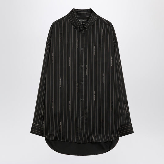 Balenciaga バレンシアガピンストライプ黒いボタンダウンシャツ - Image 1