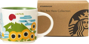 Starbucks Stava You Are Here Collection Mug Japan Summer 14.1 fl oz (414 ml) Japanese Style Mt. Fuji, Sea, Damash, Sunflower, Castle, Wind Chime, Watermelon, Summer Vacation, Japan Limited Edition White Green Ceramic Cup