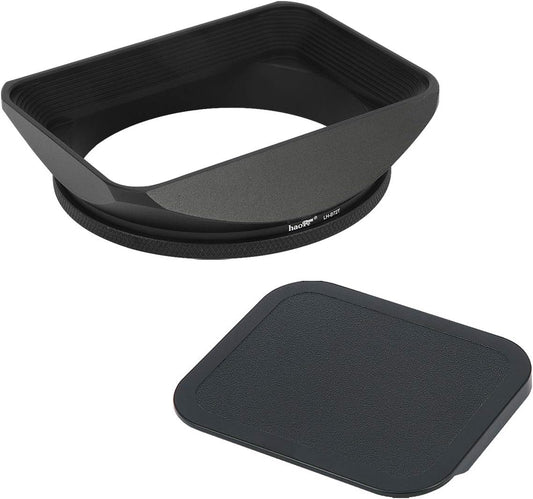 Haoge 72mm Square Metal Screw-in Mount Lens Hood Shade with Cap for Canon Nikon Sony Leica Leitz Carl Zeiss Voigtlander Nikkor Panasonic Fujifilm Olympus Lens and Other 72mm Filter Thread Lenses