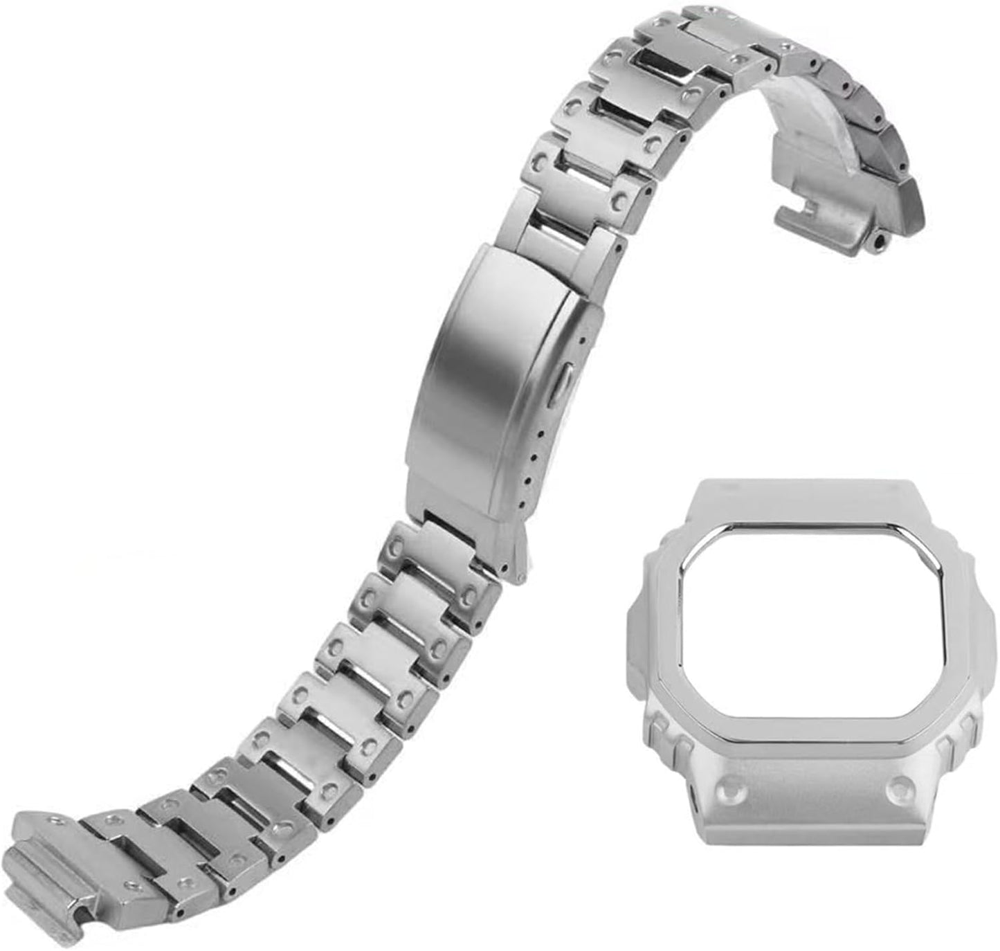 [JUSUTEK] Titanium Alloy - New Ultralight Watch Band + Case Set Compatible for G-SHOCK G Shock Compatible DW-5600/5000/5025/5030/5035/GW-B5600/GWX-5600/GB5600B Titanium Alloy Metal Custom Lightweight