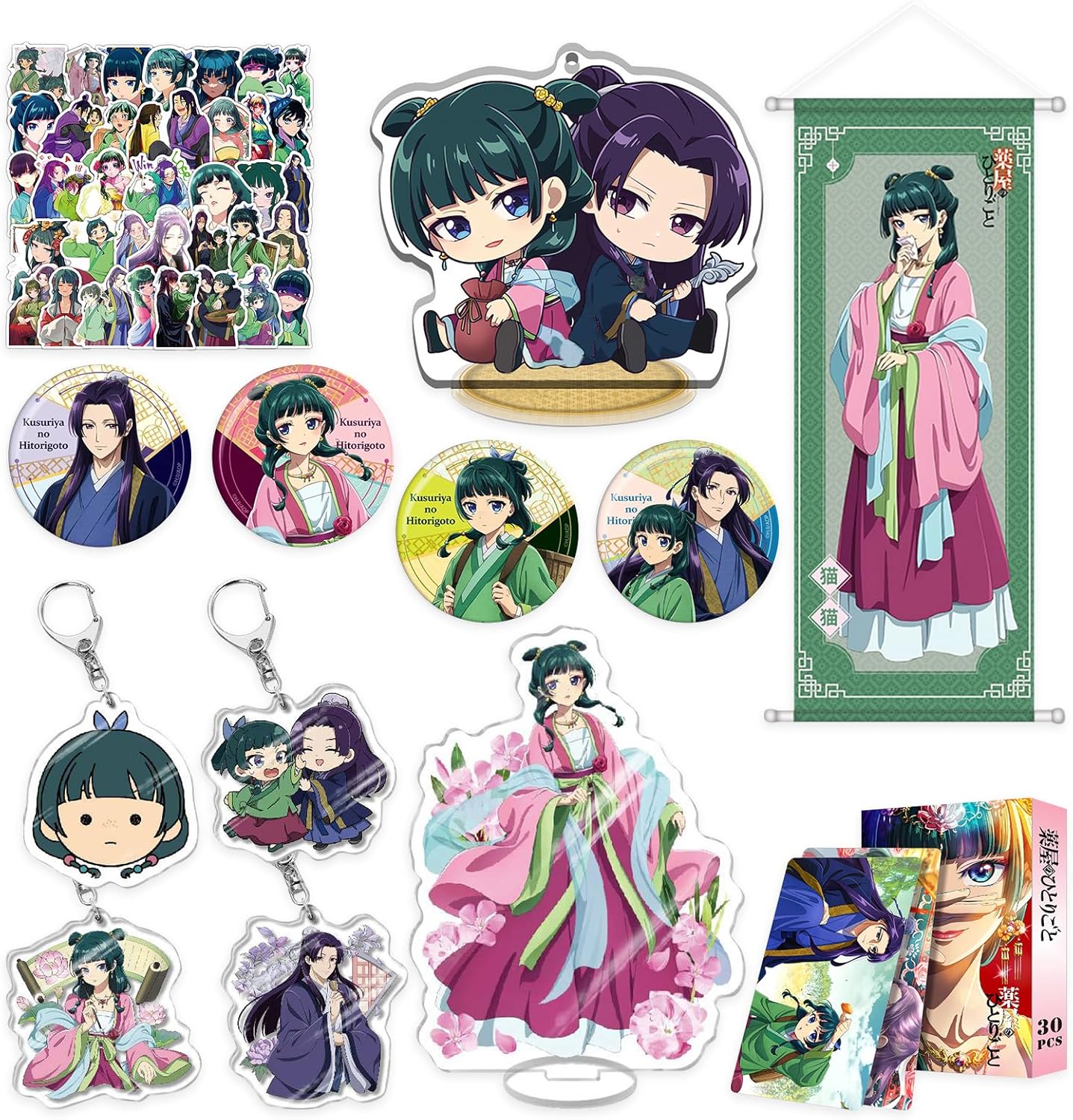 【D∞DIROLVON】Yaya no Hitorigoto Goods Lucky Bag Set, Acrylic Stand 2 pcs, Tin Badge, Keychain, Sticker 63 pcs, Double-sided LOMO Card, Wall Mount, Gift, Birthday, Collection [Parallel Import]