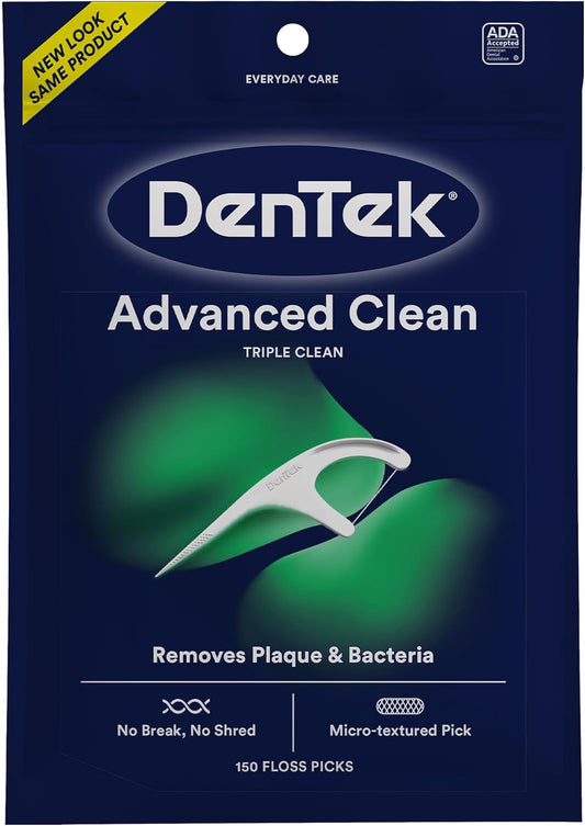 DenTek - Selecciones de hilo dental de limpieza avanzada Triple Clean, sin roturas y sin deshilachado, 150 unidades (el empaque puede variar)