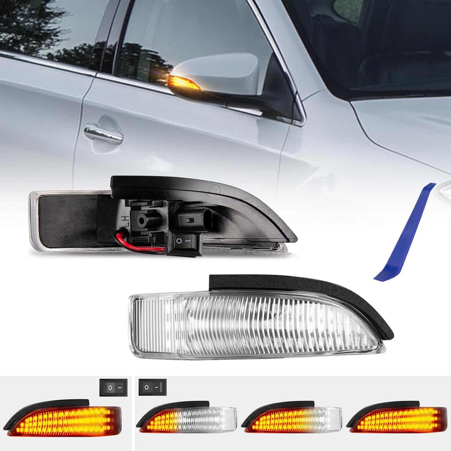 POPMOTORZ Toyota Sequential Aqua 10 Series, Corolla 160 Series, Camry Hybrid 50 Series, Porte 140 Series, Vitz 130 Series, Premio 260 Series, Side Mirror Turn Signal, Vehicle Inspection Prepared,