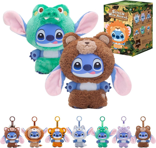 TOP TOY Disney Stitch "Wild Animals" Series Plush Toy, Soft Vinyl [1 Piece] Gacha Gacha Blind Box Figure, Plastic Model, Premium Toy, Birthday Present, Stitch Character, For Collectors, Christmas Gift