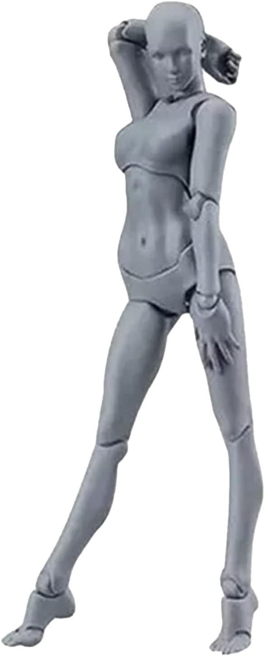 Figma Youth 2.0 Action Figure Model, Silver Grey Skin Tone, Articulated Joints, Adult Desk Toy, Grey and Orange Skin Color (Females #14)
