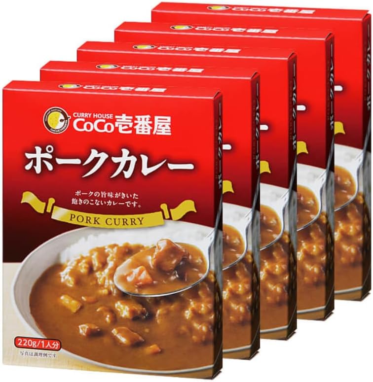 【Official CoCo Ichiban-ya】Retort Pack Pork Curry 1 Serving 220g (5 Pack) Ichiban-ya Coco Ichi Cocoichi Specialty Retort Curry Pork Authentic Thai Rice Easy Cooking Room Temperature Storage Emergency