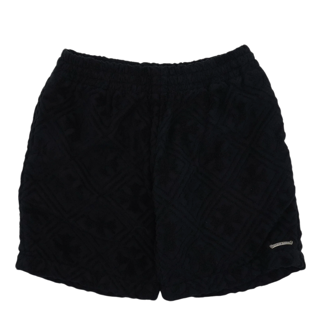 CHROME HEARTS 'TERRY CLOTH' BLACK TOWEL SHORTS