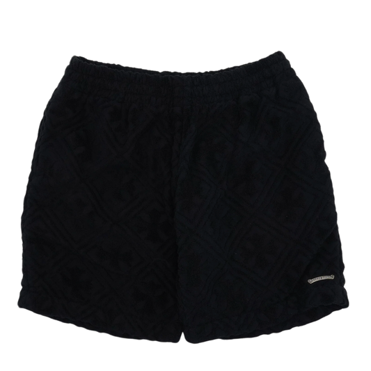 CHROME HEARTS 'TERRY CLOTH' BLACK TOWEL SHORTS